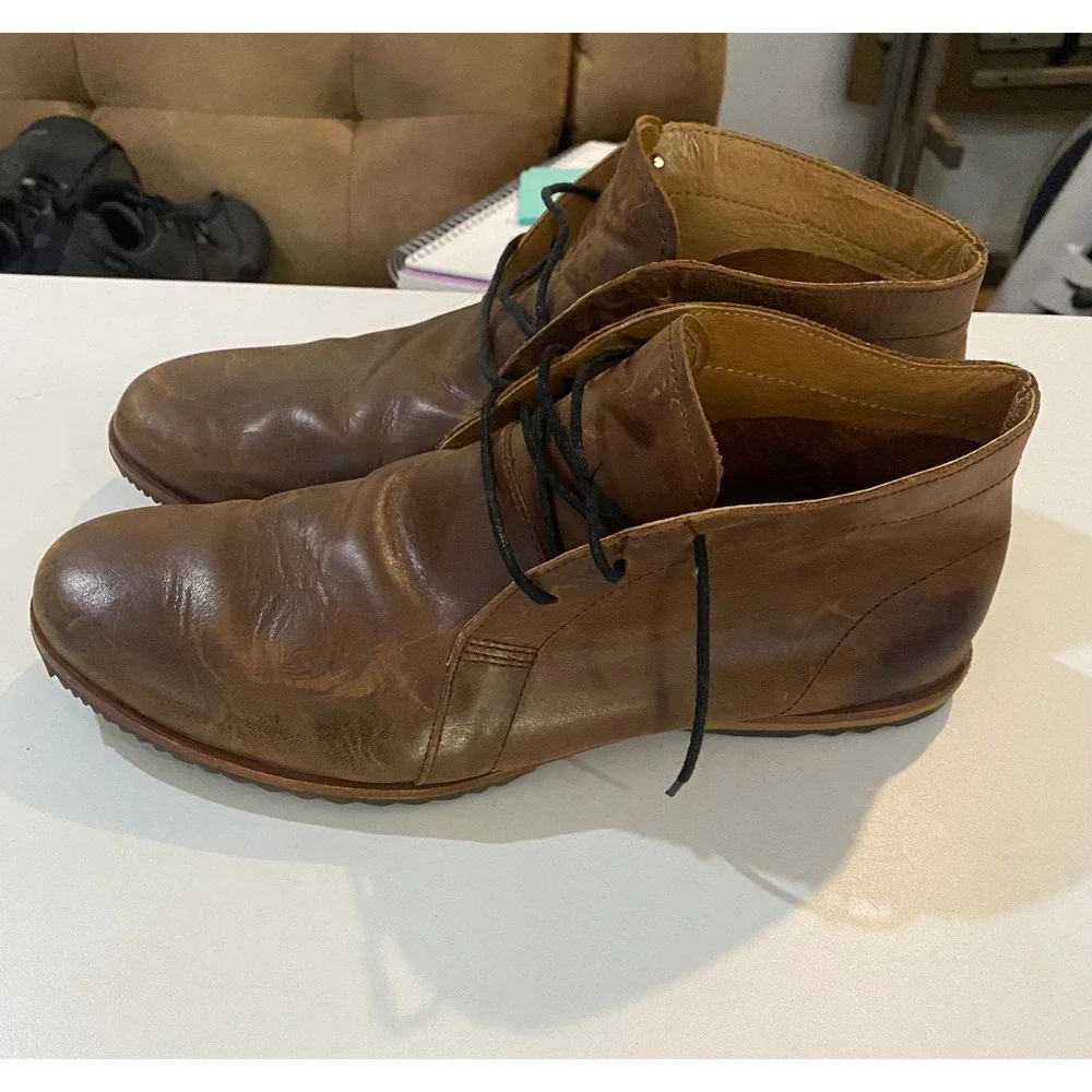 Sorel Woodburn Brown Leather Chukka Boots Men 10.5 NM1821-202 Desert Ankle Shoes
